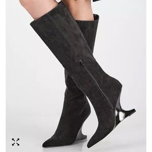 Black Luna Heel Over the Knee Dress Boots